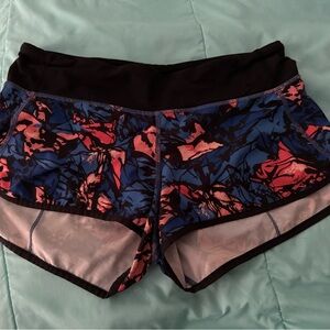 Women's Black and Blue Patterned Shorts